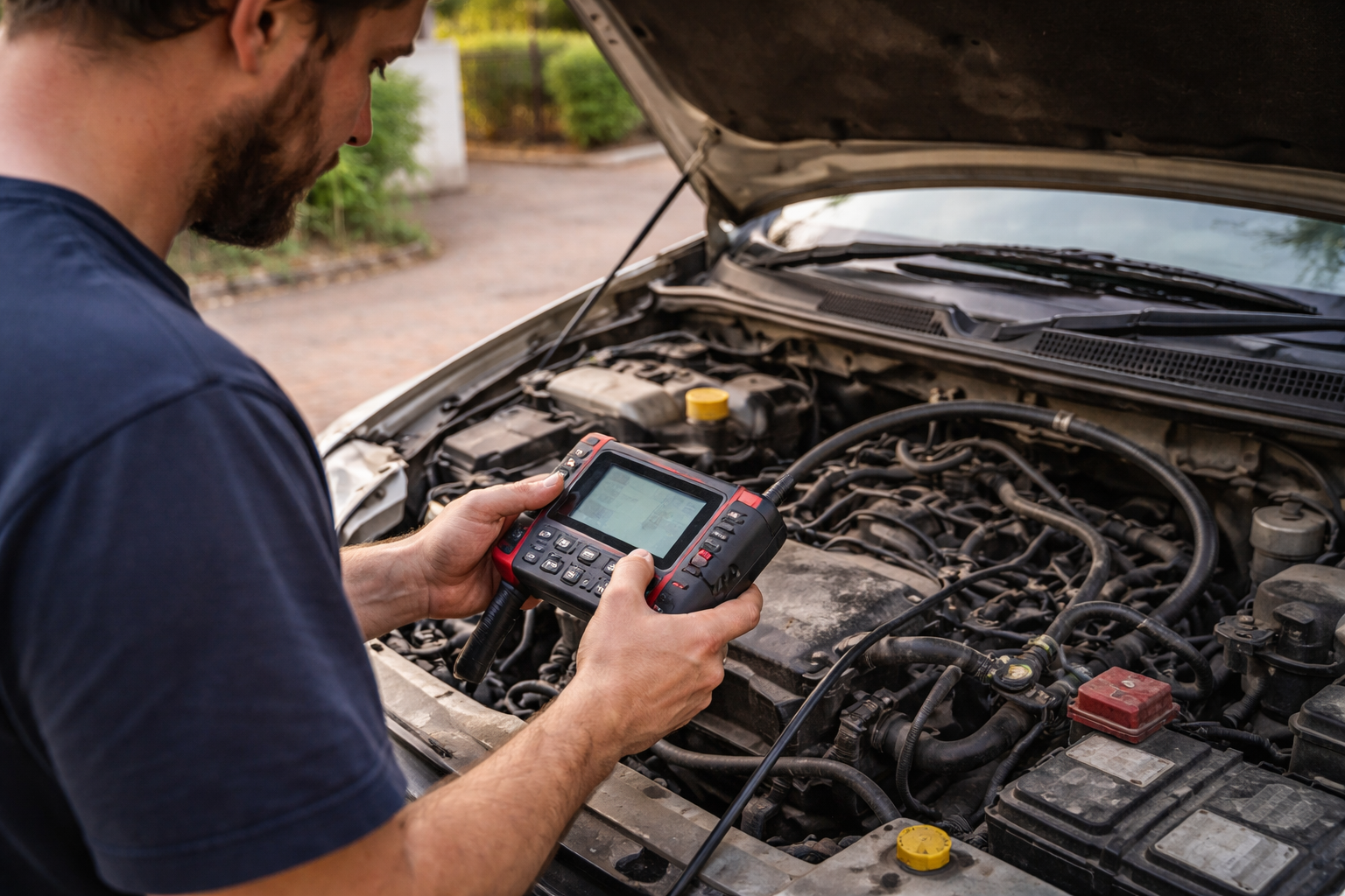 Mobile mechanic performing emergency engine repair in Cape Town CBD